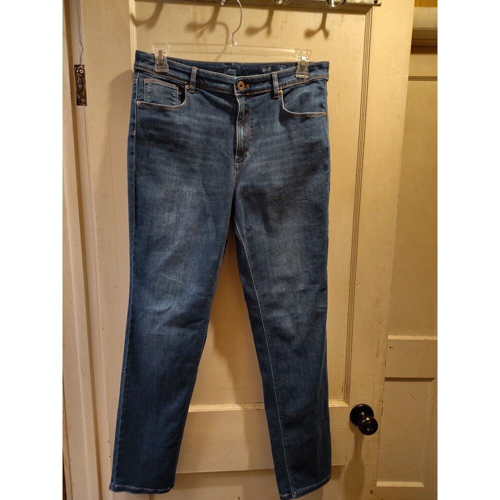 J .Jill Size 12 High Rise Straight Leg Patch Pocket Stretch Jeans Blue